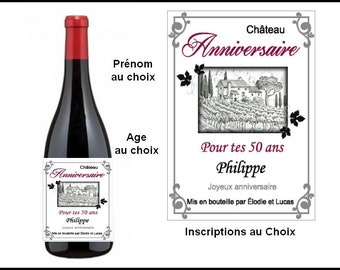 Etiquette De Vin D Anniversaire Etsy France