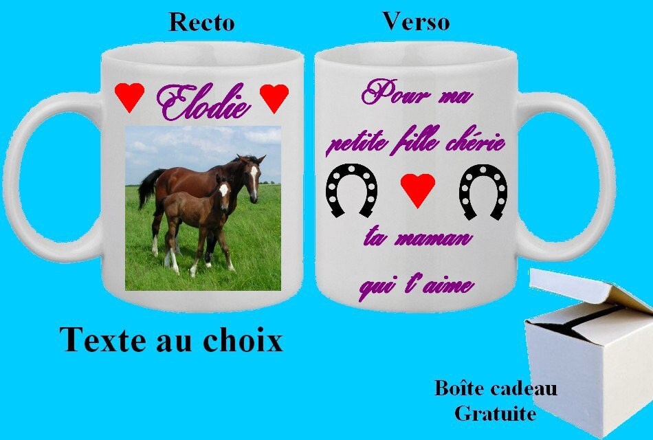 Mug Tasse Personnalisé Cheval, Boîte Cadeau Gratuite