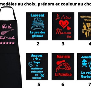 Tablier de cuisine personnalisé, Inscriptions au choix, 7 modeles au choix image 1