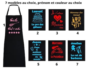 Tablier de cuisine personnalisé, Inscriptions au choix, 7 modeles au choix