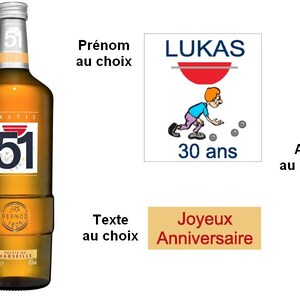 Etiquettes Pastis 51 Personnalisees Anniversaire Age Camion Etsy