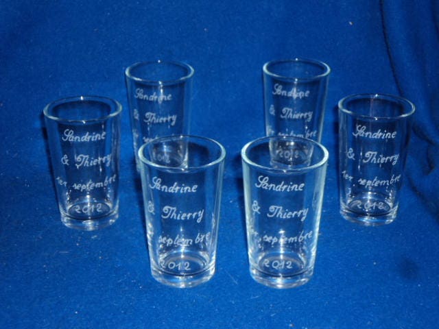 Shooters Gravés et Personnalisées, Inscriptions ou Initiales Au Choix