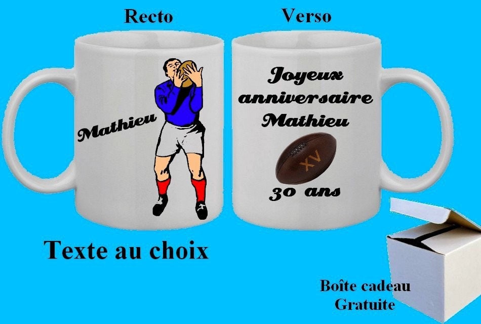 Mug Tasse Personnalisé Rugby, Basket, Motocross, Moto Harley, Surf, Vélo, Formule 1, Golf avec Inscr