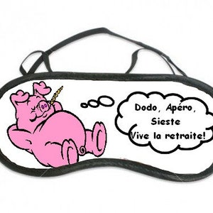 Personalized night sleep mask, 8 models for men to choose from cochon retraite