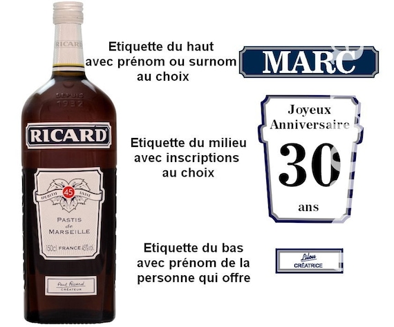 Etiquettes Ricard Personnalisees Pour Bouteille Inscriptions Etsy France