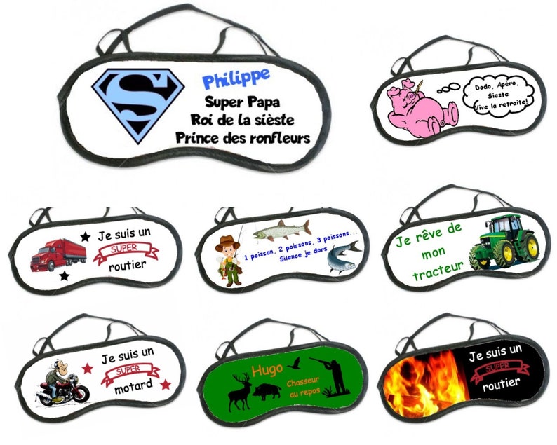 Personalized night sleep mask, 8 models for men to choose from image 1