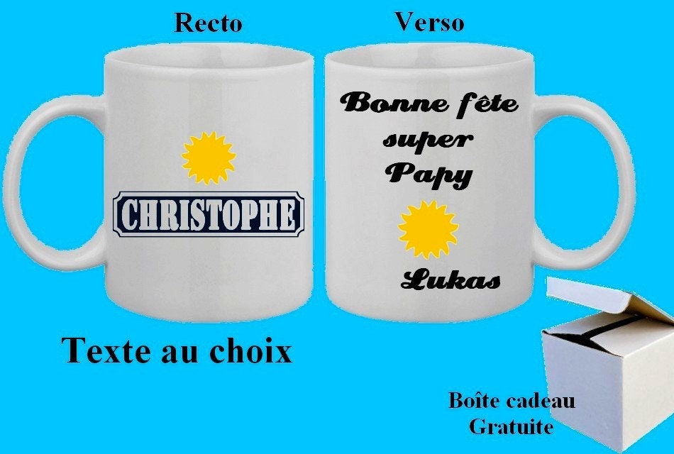 Mug Tasse Personnalisé Ricard avec Inscriptions Au Choix, Boîte Cadeau Gratuite