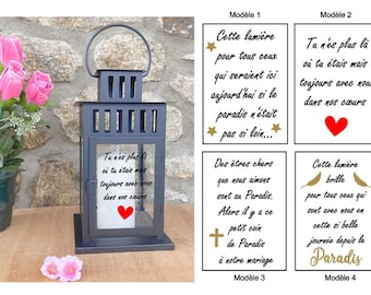 Stickers pour lanterne mariage, stickers souvenir défunt mariage, Autocollant mariage pensées défunts, hommage défunt, Stickers tout support