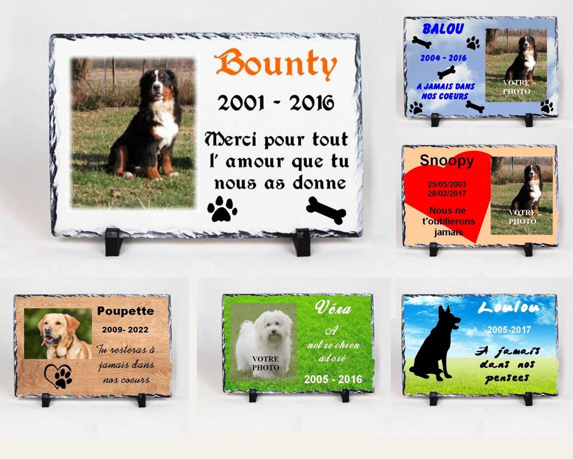 Plaque Funéraire Pour Animaux Chien, en Ardoise Personnalisé, Inscriptions Au Choix