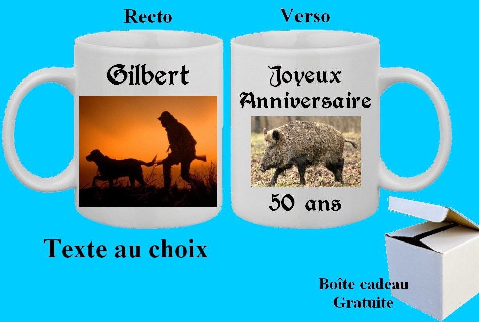 Mug Tasse Personnalisé Chasseur, Pêcheur, 2Cv, Joueur de Boule, Country, Jardinier, Boîte Cadeau Gra