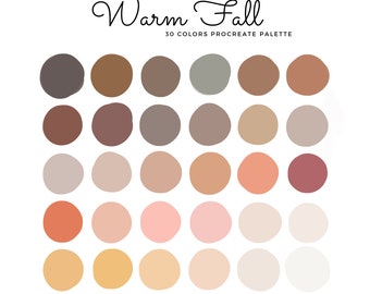 Paleta de cores quentes de outono para Procreate, 30 cores (Download instantâneo)