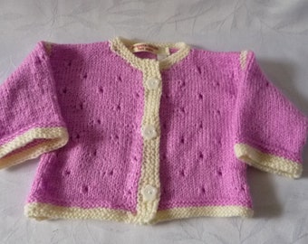 Baby cardigan, Size 1 month/3 months - handmade knit