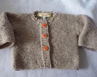 unisex baby vest, baby cardigan, linen color,