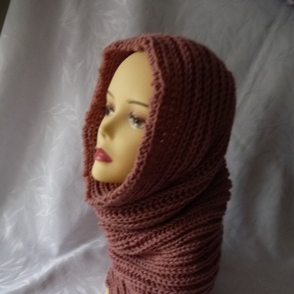 snood cagoule tricot, snood, snood capuche tour de cou tricot, écharpe fermée, tricot fait main,