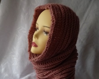 snood knitted hood, snood, snood hood knitted neckline, closed scarf, handmade knit,