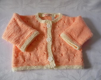 Baby cardigan, Size 1 month/3 months - handmade knit
