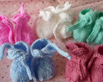 chaussons bébé, T.15 tricot fait main,chaussons naissance,