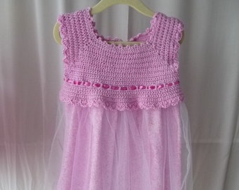 robe fille T. 18 mois / 2 ans , robe de cérémonie, robe d'anniversaire, faite main pièce unique.