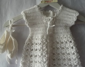 baby dress 3/6 months, cotton dress, summer handmade crochet