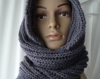 snood cagoule tricot, snood, snood capuche tour de cou tricot, écharpe fermée, tricot fait main,