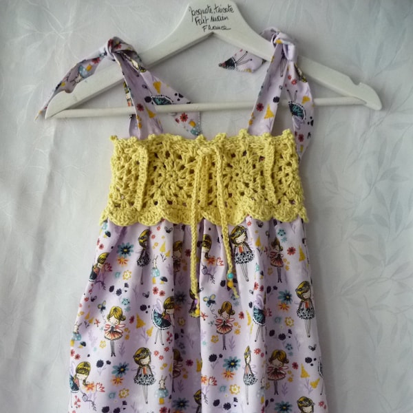 robe fille T. 4 ans  à 8 ans, robe d'été  fille, robe à bretelles fillette, robe dos nus