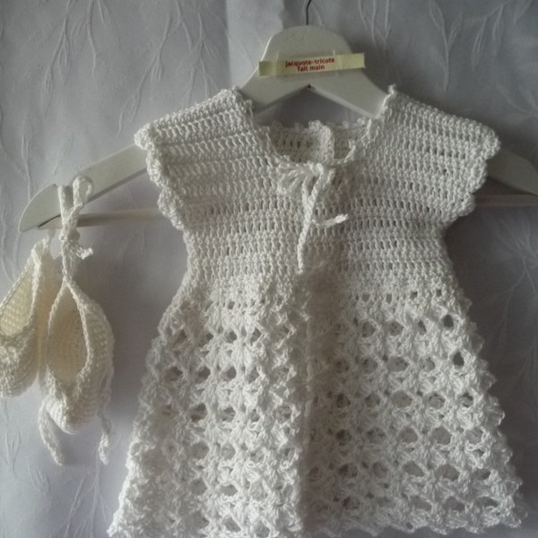 robe bébé 3/6 mois, robe coton, estivale fait main au crochet