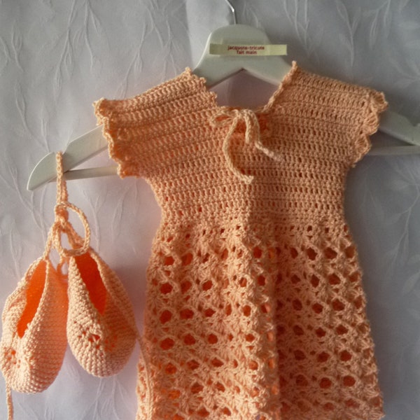 robe bébé 3/6 mois, robe  coton estivale, fait main au crochet