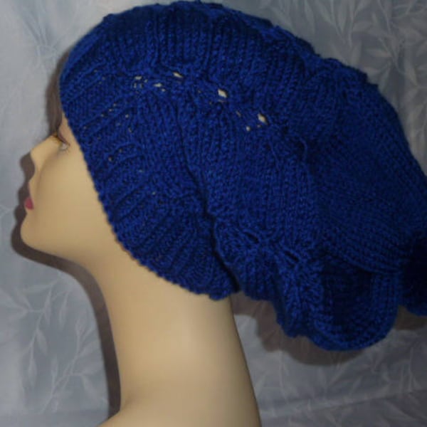 Ensemble bonnet à pompon et snood,tricot fait main bleu électrique