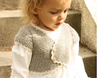 bolero girl, 12/18 months, short girl vest, handmade knit,