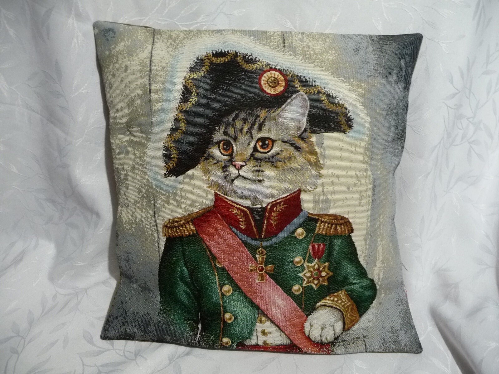 Housse de Coussin Tapisserie , Toile Coton, Motif Chat, Édition Limitée