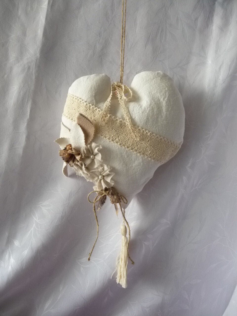 Grand Cœur à Suspendre, Style Shabby , Romantique, Décoratif, Édition Limitée