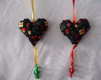 set of 2 hearts, Christmas hearts, limited edition