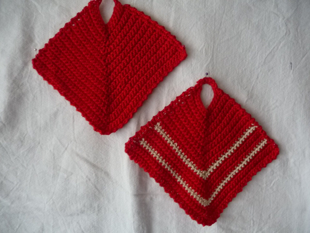 Maniques, Lot de 2, Au Crochet 100% Coton, Fait Main.