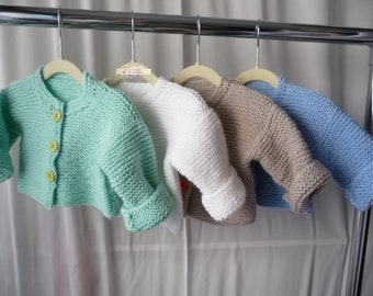 gilet bébé unisexe, T. 3 à 12 mois, cardigan bébé, coloris au choix,