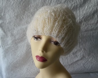 bonnet femme tricot,  tricot fait main, bonnet de mariage,