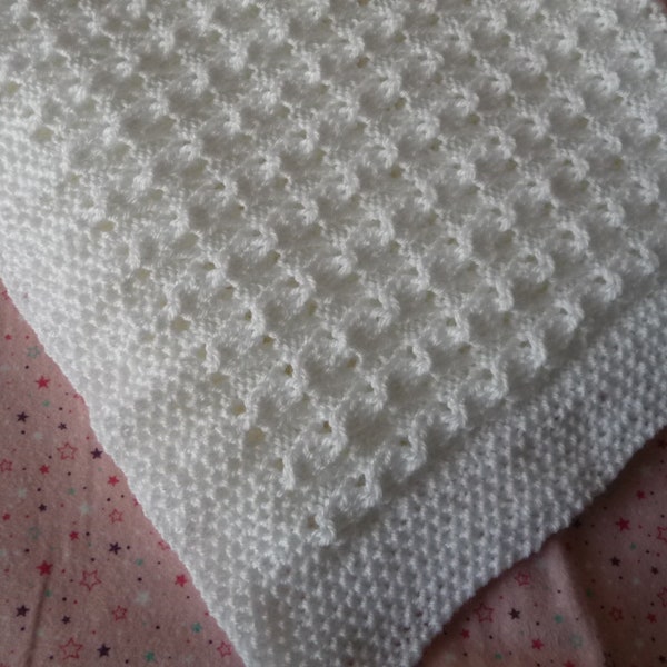 cadeau de naissance, châle , couverture bébé, tricot fait main,