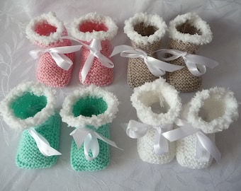 Baby booties, handmade knit, newborn booties, birth gift Size 16 - 0 to 3 months