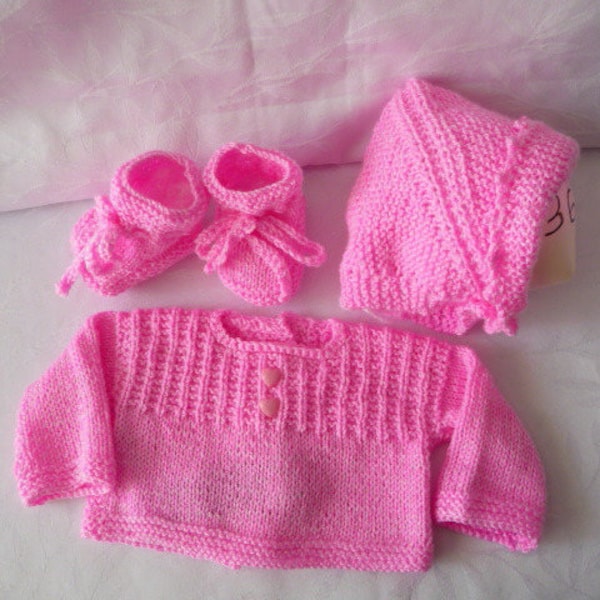 KIT cadeau de naissance, brassière bébé,bonnet béguin, chaussons bébé, tricot fait main, cadeau de naissance