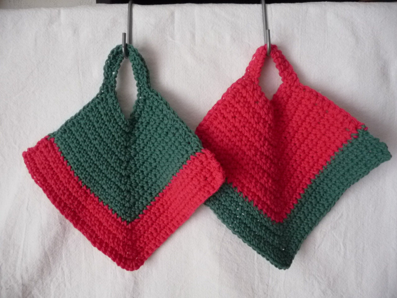 Lot de 2 Maniques Pour Cuisine Contemporaine, Fait Main Au Crochet 100% Coton;