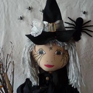 Lalka artystyczna, wyjątkowa dekoracja Halloween, lalka z tkaniny, lalka kolekcjonerska, Hallowen Witch IRMA unikalny przedmiot kolekcjonerski