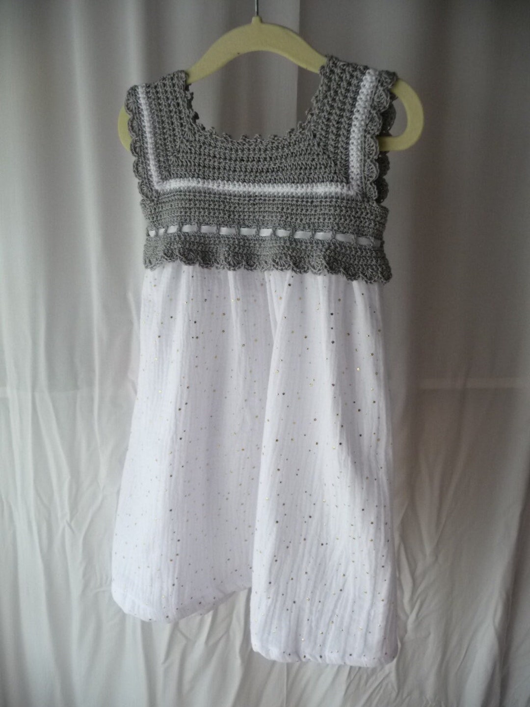 Niña Vestidos De Ganchillo Y Tela Mujer Vestido Niña 2/3 Años