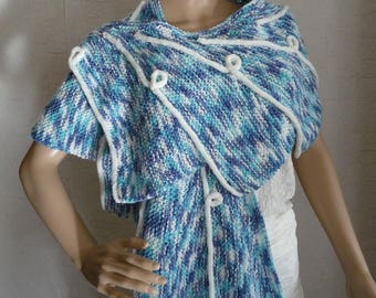 women's shawl, handmade knitted shawl, wingspan stole, knitted stole, asymmetrical stole, stole,