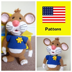 Crochet Doll Pattern Tip the Mouse- Tip the Mouse Amigurumi Pattern in English in American Crochet Terms- DIY Crochet Pattern- PDF