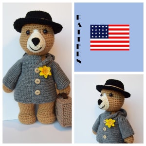 Crochet Pattern -Teddington Bear Amigurumi Pattern- Teddy Bear Crochet Doll Pattern in English in American Crochet Terms- PDF