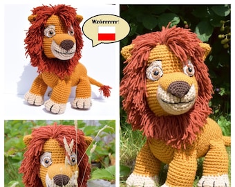 Wzór op szydełko Simba Król Lew met je polskim/ Wzór amigurumi op szydełkowego lwa w jezyku polskim/ PDF wzór op szydełko