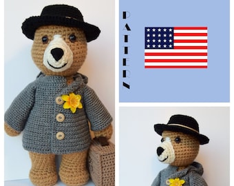 Haakpatroon - Teddington Bear Amigurumi Patroon - Teddybeer gehaakt poppatroon in het Engels in Amerikaanse haakvoorwaarden - PDF