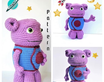 Crochet Pattern Alien Oh- Home Movie Alien Oh Crochet Doll Pattern in English in American Crochet Terms- Amigurumi Alien Pattern