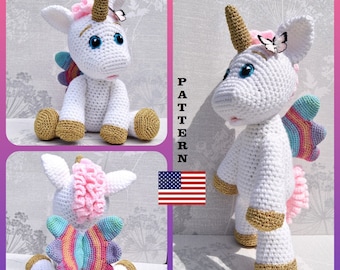 Puppe Häkelanleitung für Baby Einhorn in amerikanischem Englisch Häkelbegriffe - Baby Einhorn Amigurumi Puppe Anleitung - PDF Datei - Sofort Download