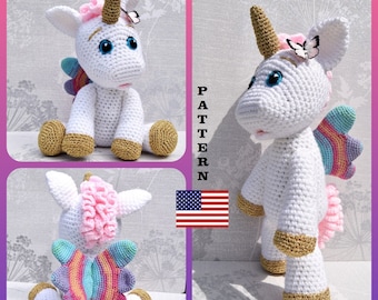 Crochet Doll Pattern for Baby Unicorn in American English Crochet Terms- Baby Unicorn Amigurumi Doll Pattern- PDF File- Instant Download