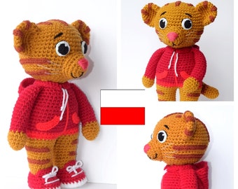 Wzór na szydełko Tygrysek Daniel w jezyku polskim, lalka Tygrysek Daniel wzór amigurumi  po polsku